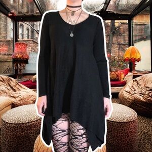 True Vintage y2k Black Mossimo Witchcore Long-Sleeve Sharkbite Tunic, Size S